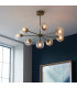 Allegra 8 Light Multi Arm Glass Shade Ceiling Pendant Antique Brass-3