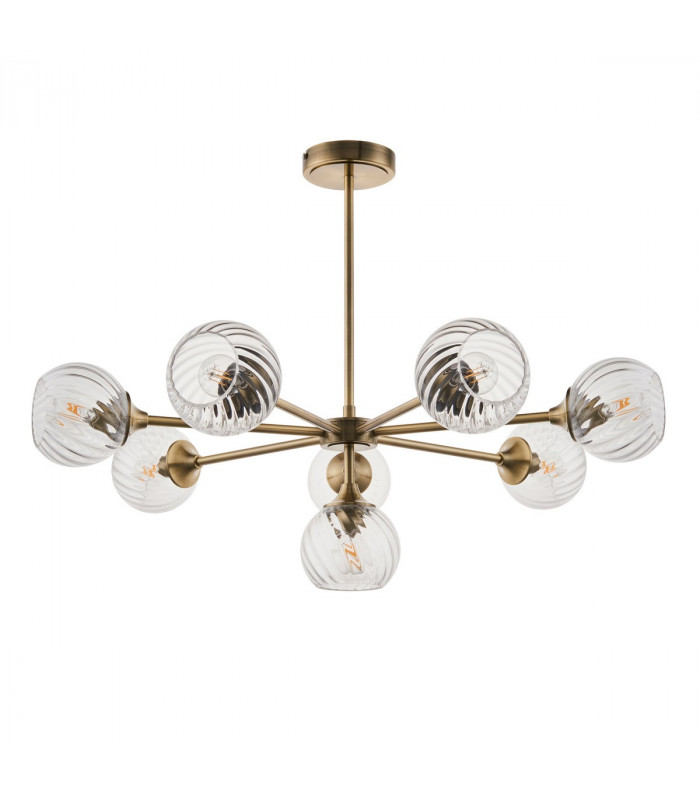 Allegra 8 Light Multi Arm Glass Shade Ceiling Pendant Antique Brass-8
