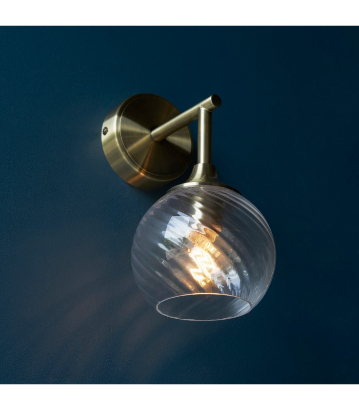 Allegra Glass Shade Wall Lamp with Shade Antique Brass-2