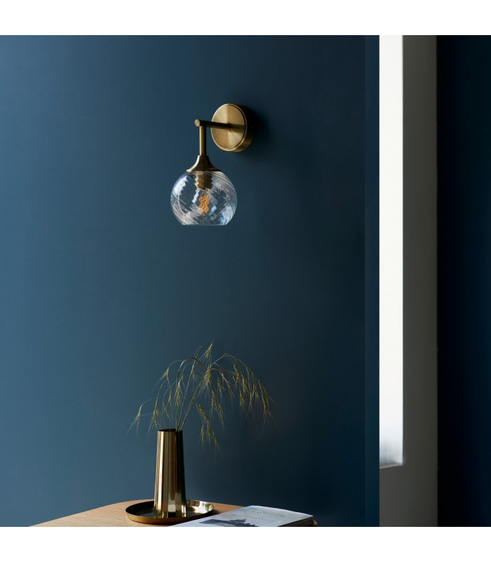 Allegra Glass Shade Wall Lamp with Shade Antique Brass-3