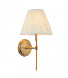 Rennes & Carla Wall Lamp with Shade Antique Brass Plate & Cream Fabric-1