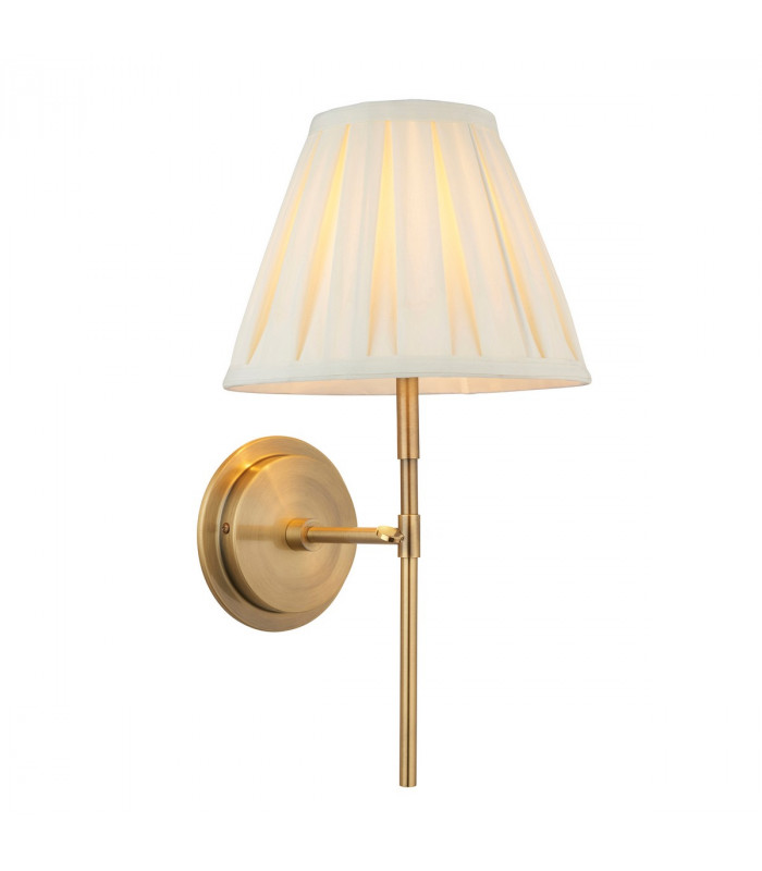 Rennes & Carla Wall Lamp with Shade Antique Brass Plate & Cream Fabric-1