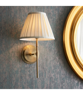Rennes & Carla Wall Lamp with Shade Antique Brass Plate & Cream Fabric-2