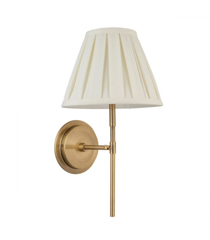Rennes & Carla Wall Lamp with Shade Antique Brass Plate & Cream Fabric-6
