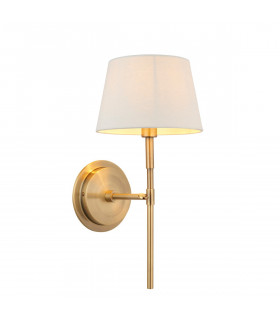 Rennes & Cici Wall Lamp with Shade Antique Brass Plate & Ivory Linen Mix Fabric-1