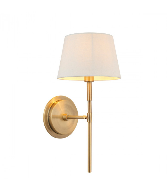 Rennes & Cici Wall Lamp with Shade Antique Brass Plate & Ivory Linen Mix Fabric-1