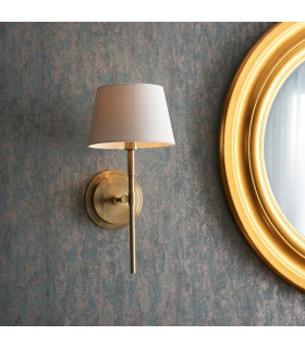 Rennes & Cici Wall Lamp with Shade Antique Brass Plate & Ivory Linen Mix Fabric-2