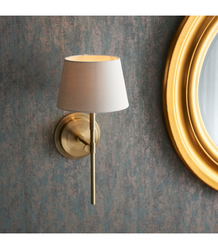 Rennes & Cici Wall Lamp with Shade Antique Brass Plate & Ivory Linen Mix Fabric-3