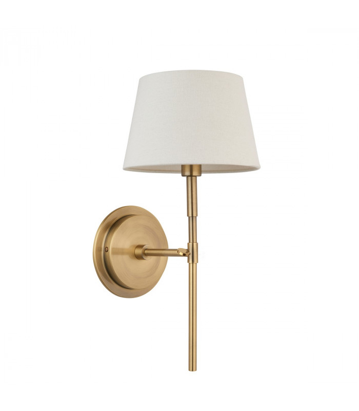 Rennes & Cici Wall Lamp with Shade Antique Brass Plate & Ivory Linen Mix Fabric-6