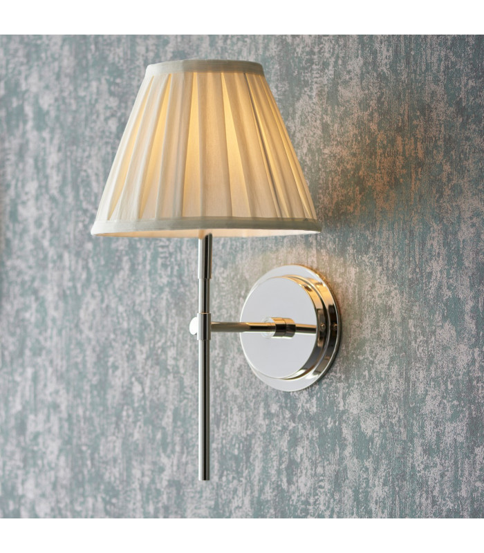 Rennes & Carla Wall Lamp with Shade Bright Nickel Plate & Cream Fabric-2