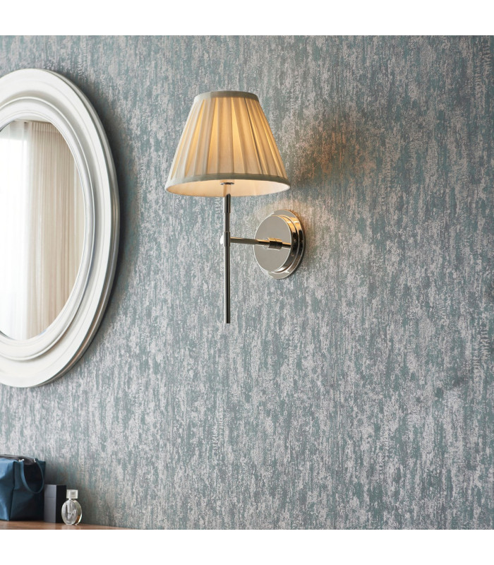 Rennes & Carla Wall Lamp with Shade Bright Nickel Plate & Cream Fabric-4