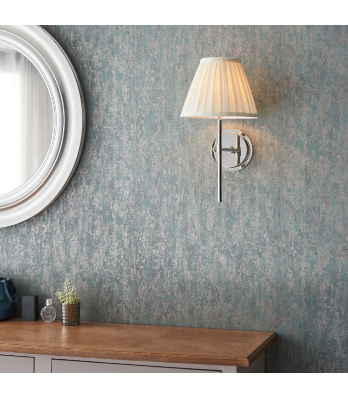 Rennes & Carla Wall Lamp with Shade Bright Nickel Plate & Cream Fabric-5