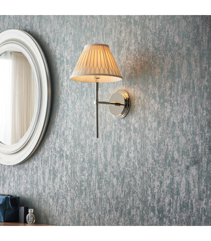 Rennes & Chatsworth Wall Lamp with Shade Bright Nickel Plate & Ivory Silk-4