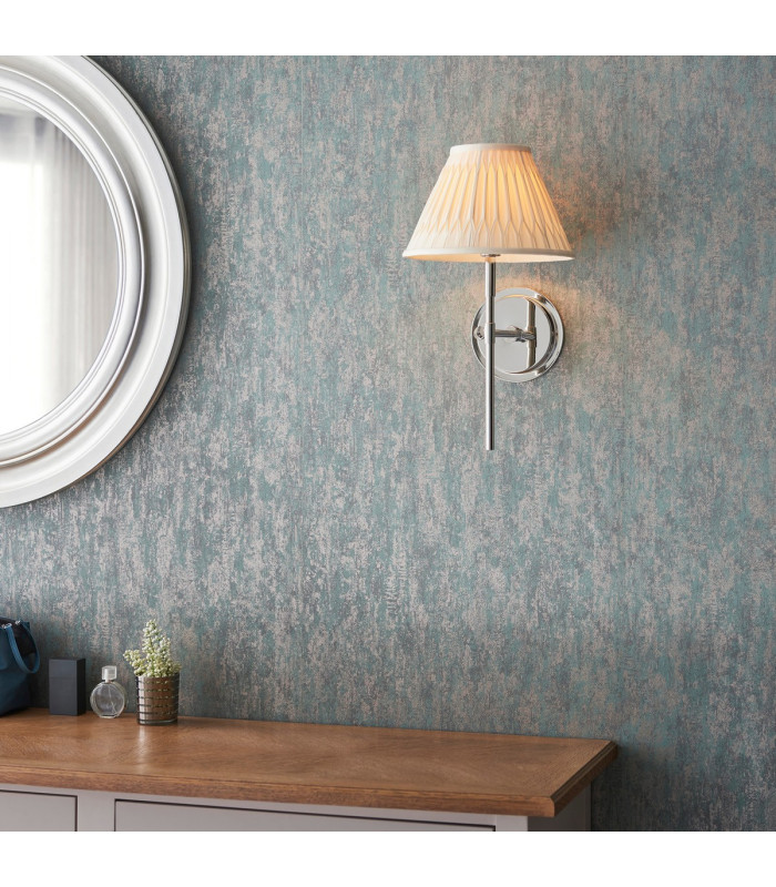 Rennes & Chatsworth Wall Lamp with Shade Bright Nickel Plate & Ivory Silk-5