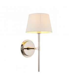 Rennes & Cici Wall Lamp with Shade Bright Nickel Plate & Ivory Linen Mix Fabric-1