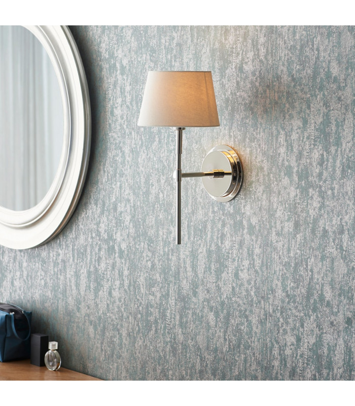 Rennes & Cici Wall Lamp with Shade Bright Nickel Plate & Ivory Linen Mix Fabric-4