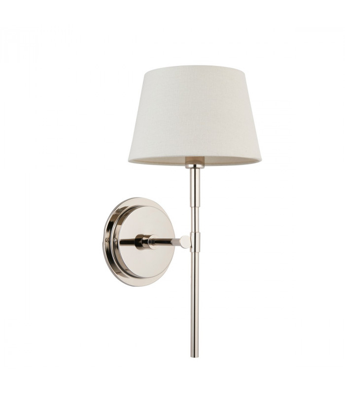 Rennes & Cici Wall Lamp with Shade Bright Nickel Plate & Ivory Linen Mix Fabric-6
