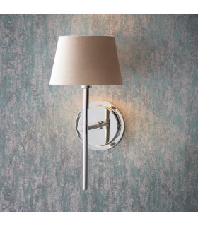 Rennes & Cici Wall Lamp with Shade Bright Nickel Plate & Grey Linen Mix Fabric-2
