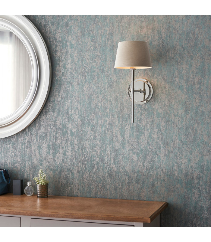 Rennes & Cici Wall Lamp with Shade Bright Nickel Plate & Grey Linen Mix Fabric-4