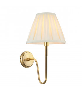 Rouen & Carla Wall Lamp with Shade Antique Brass Plate & Cream Fabric-1