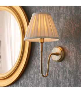 Rouen & Carla Wall Lamp with Shade Antique Brass Plate & Cream Fabric-2
