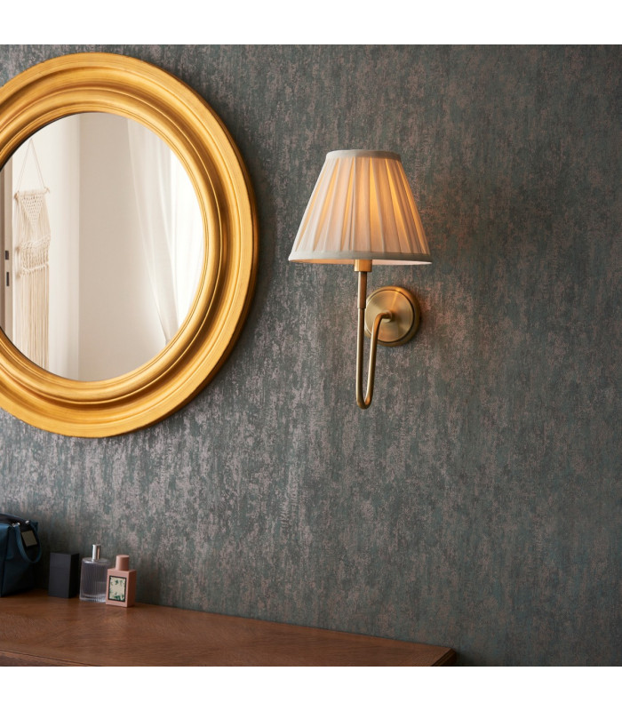 Rouen & Carla Wall Lamp with Shade Antique Brass Plate & Cream Fabric-3
