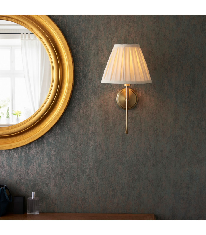 Rouen & Carla Wall Lamp with Shade Antique Brass Plate & Cream Fabric-5