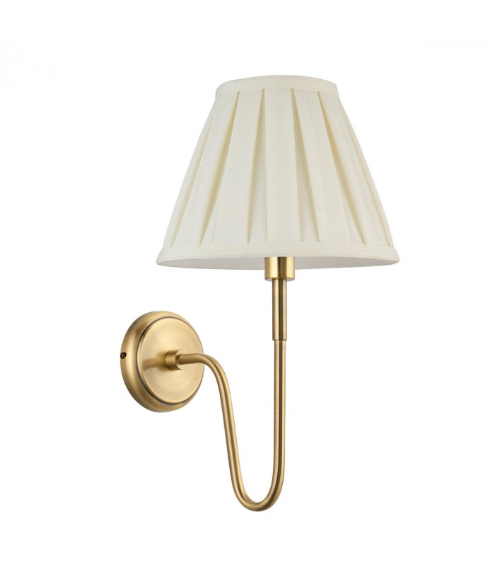 Rouen & Carla Wall Lamp with Shade Antique Brass Plate & Cream Fabric-7