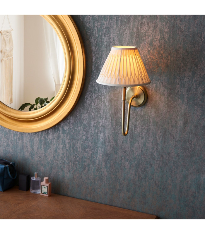 Rouen & Chatsworth Wall Lamp with Shade Antique Brass Plate & Ivory Silk-4
