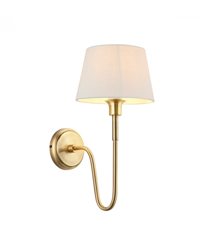 Rouen & Cici Wall Lamp with Shade Antique Brass Plate & Ivory Linen Mix Fabric-1