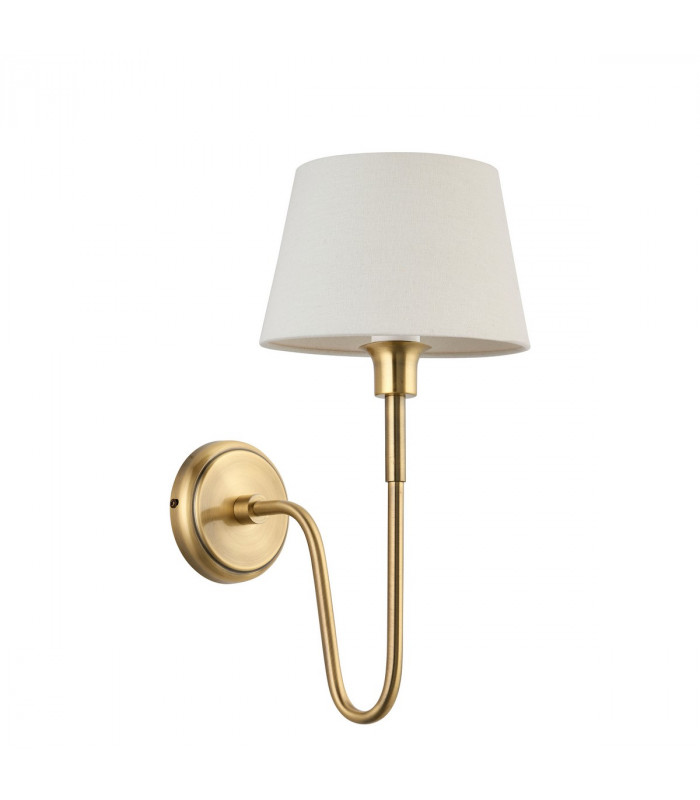 Rouen & Cici Wall Lamp with Shade Antique Brass Plate & Ivory Linen Mix Fabric-6