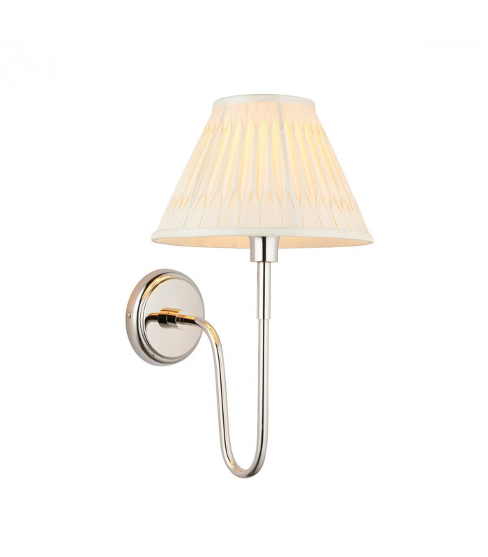 Rouen & Chatsworth Wall Lamp with Shade Bright Nickel Plate & Ivory Silk-1