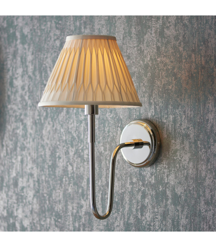 Rouen & Chatsworth Wall Lamp with Shade Bright Nickel Plate & Ivory Silk-2