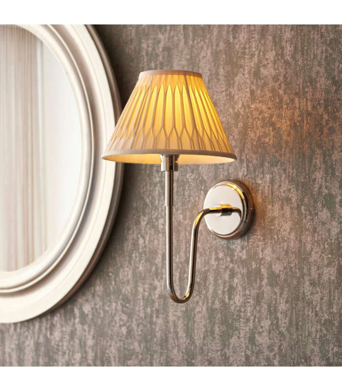 Rouen & Chatsworth Wall Lamp with Shade Bright Nickel Plate & Ivory Silk-3