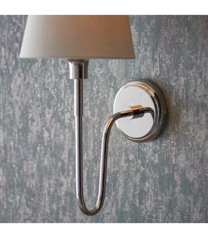 Rouen & Chatsworth Wall Lamp with Shade Bright Nickel Plate & Ivory Silk-8