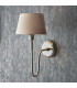 Rouen & Cici Wall Lamp with Shade Bright Nickel Plate & Grey Linen Mix Fabric-2