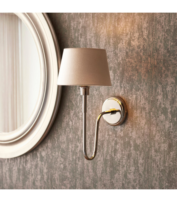 Rouen & Cici Wall Lamp with Shade Bright Nickel Plate & Grey Linen Mix Fabric-3