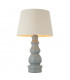 Provence & Cici Base & Shade Table Lamp Blue Grey Glaze Satin Nickel Plate & Ivory Linen Fabric-1