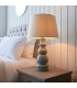 Provence & Cici Base & Shade Table Lamp Blue Grey Glaze Satin Nickel Plate & Ivory Linen Fabric-2