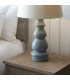 Provence & Cici Base & Shade Table Lamp Blue Grey Glaze Satin Nickel Plate & Ivory Linen Fabric-5