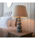 Provence & Cici Base & Shade Tall Table Lamp Blue Grey Glaze Satin Nickel Plate & Ivory Linen Fabric-2