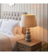 Provence & Cici Base & Shade Tall Table Lamp Blue Grey Glaze Satin Nickel Plate & Ivory Linen Fabric-3