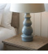 Provence & Cici Base & Shade Tall Table Lamp Blue Grey Glaze Satin Nickel Plate & Ivory Linen Fabric-5