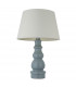 Provence & Cici Base & Shade Tall Table Lamp Blue Grey Glaze Satin Nickel Plate & Ivory Linen Fabric-8