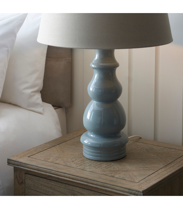 Provence & Cici Base & Shade Tall Table Lamp Blue Grey Glaze & Satin Nickel Plate-5