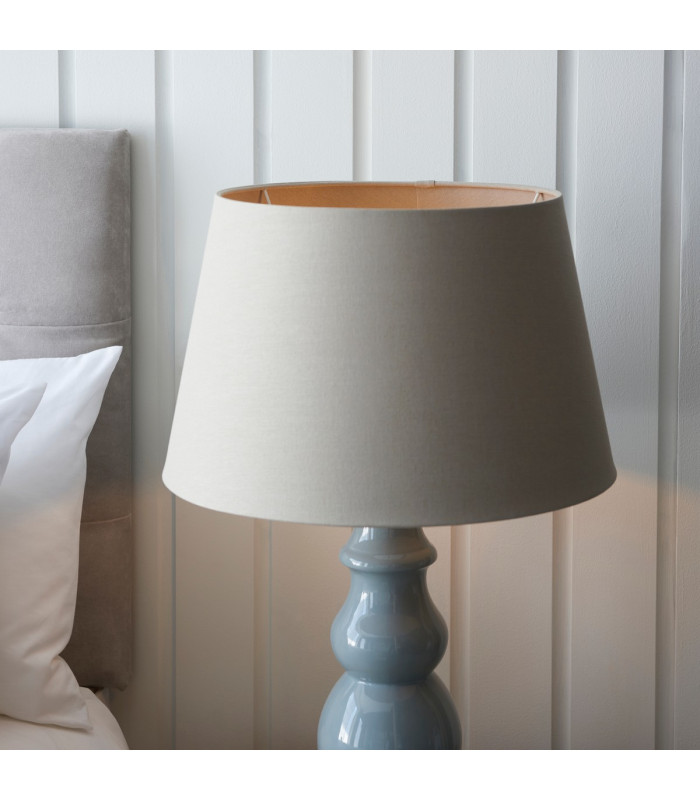 Provence & Cici Base & Shade Tall Table Lamp Blue Grey Glaze & Satin Nickel Plate-6