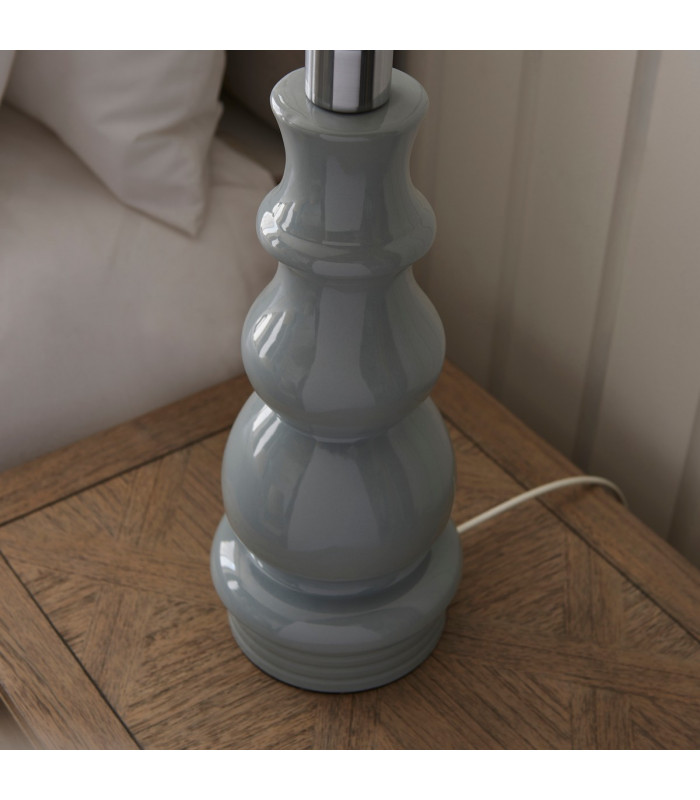 Provence & Cici Base & Shade Tall Table Lamp Blue Grey Glaze & Satin Nickel Plate-7