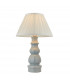 Provence & Chatsworth Base & Shade Table Lamp Blue Grey Glaze Satin Nickel Plate & Ivory Silk Fabric-1