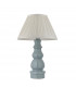 Provence & Chatsworth Base & Shade Table Lamp Blue Grey Glaze Satin Nickel Plate & Ivory Silk Fabric-8