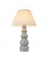 Provence & Carla Base & Shade Table Lamp Blue Grey Glaze Satin Nickel Plate & Cream Fabric-1